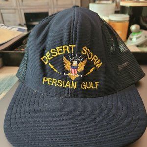 Desert Storm Persian Gulf Truckers Mesh Snapback Made In USA Navy Blue Cap Hat